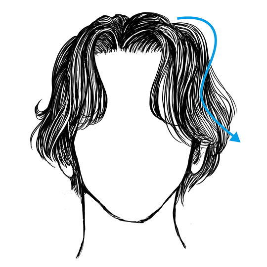 S-shaped Curtain Hair Illustration