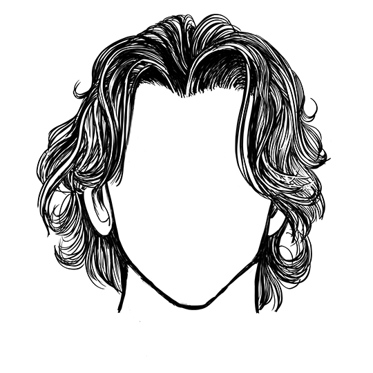 Curly Curtain Hair Illustration