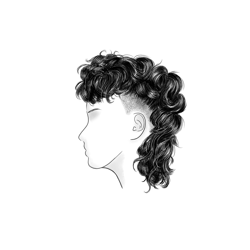 curly mullet hairstyle
